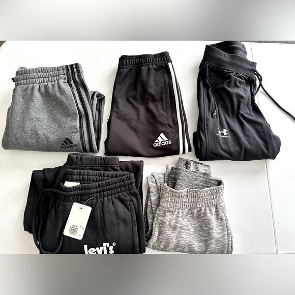 adidas Other - Lot of 5 Sweatpants / Levi’s M New / Adidas M Blk / Adidas Grey M / Underarmour